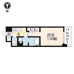 THEGARNETSUITERESIDENCE西七条 1Kの間取図画像
