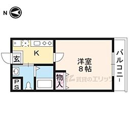 チェーズ高辻葛野西 1Kの間取図画像