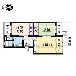 嵐山ロイアルハイツ6号棟 2LDKの間取図画像