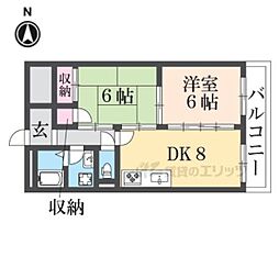 フジカワビルネクスプロス大手筋 2LDKの間取図画像