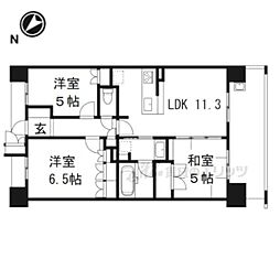 メロディーハイム西大路デュオノワール 3LDKの間取図画像
