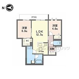 グリーンフィールド桃山 2LDKの間取図画像