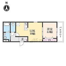 京都市南区東九条南松ノ木町アパート 1LDKの間取図画像