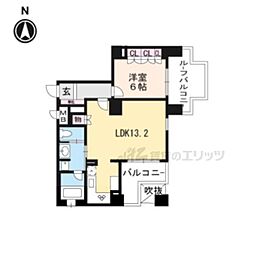 リーガル京都五条大宮 1LDKの間取図画像
