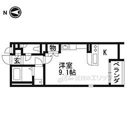 レオネクストヒルズ ワンルームの間取図画像