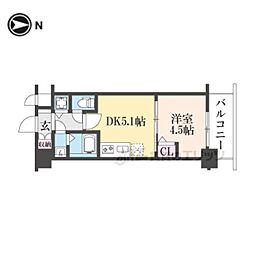 CREST TAPP京都太秦天神川dexII 1DKの間取図画像