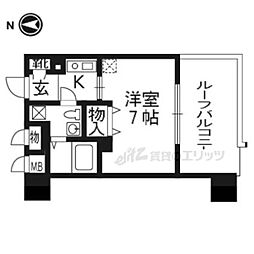ベラジオ四条烏丸 1Kの間取図画像
