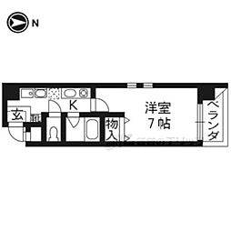 サンロイヤル五条 1Kの間取図画像
