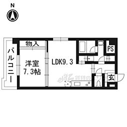 サルタル大和大路 1DKの間取図画像