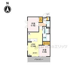 ノースガーデンM 2LDKの間取図画像