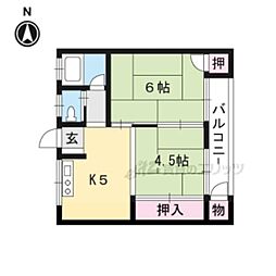 ハイツ百々 2DKの間取図画像