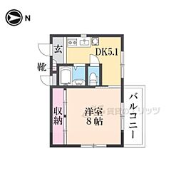 KOHRIN春日森 1Kの間取図画像