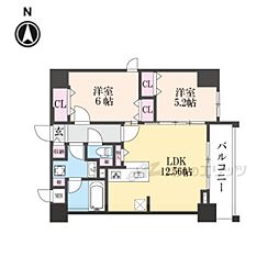 Viento京都駅 2LDKの間取図画像