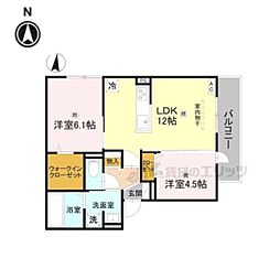 GRAMM松室吾田神町C 2LDKの間取図画像