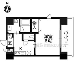 アスヴェル京都四条烏丸 1Kの間取図画像