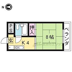 西浦マンション 3階1Kの間取り