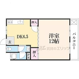 JR東海道・山陽本線 長岡京駅 徒歩8分の賃貸マンション 4階1DKの間取り