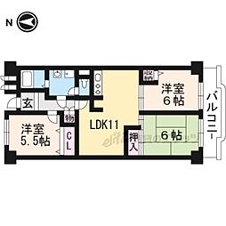 京阪宇治線 木幡駅 徒歩2分の賃貸マンション 2階3LDKの間取り