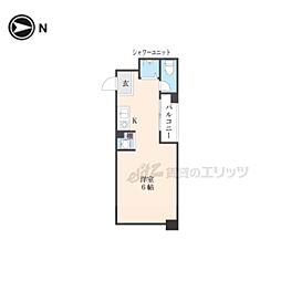 椥辻ＨＳビル 4階ワンルームの間取り