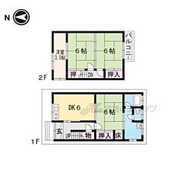 JR奈良線 城陽駅 徒歩4分の賃貸一戸建て 4DKの間取り