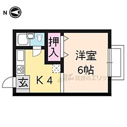 JR東海道・山陽本線 長岡京駅 徒歩8分の賃貸マンション 2階1Kの間取り