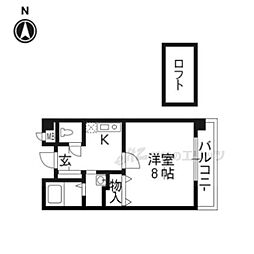 レジデンス21 3階1Kの間取り