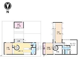 JR奈良線 城陽駅 徒歩25分の賃貸一戸建て 2階3LDKの間取り
