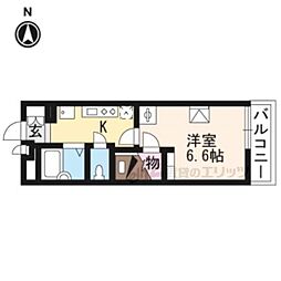 レオパレスOKANISHI 2階1Kの間取り