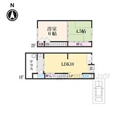 京都地下鉄東西線 東野駅 徒歩31分の賃貸一戸建て 2階3Kの間取り