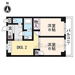 エクセル新十条 4階2DKの間取り