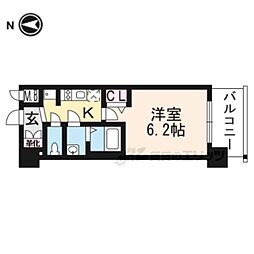 京都市営烏丸線 十条駅 徒歩5分の賃貸マンション 7階1Kの間取り