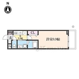 近鉄京都線 興戸駅 徒歩5分の賃貸アパート 1階1Kの間取り
