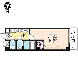 フラッティ龍大南 4階1Kの間取り