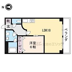 第2長栄マンション 5階1LDKの間取り