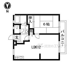 ウィンディアコリーヌＡ棟 2階1LDKの間取り