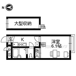 京阪宇治線 桃山南口駅 徒歩15分の賃貸アパート 2階1Kの間取り