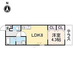 京阪宇治線 観月橋駅 徒歩12分の賃貸アパート 1階1LDKの間取り