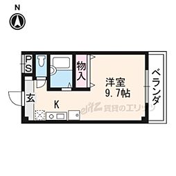 ボナール椥ノ辻 4階ワンルームの間取り