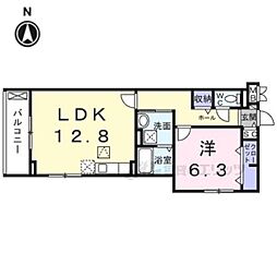 リボーン明誠 1階1LDKの間取り