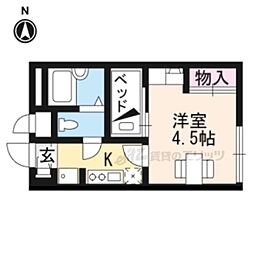 レオパレスシェルクールII 1階ワンルームの間取り