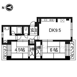 イネーブルパレス 2階2DKの間取り