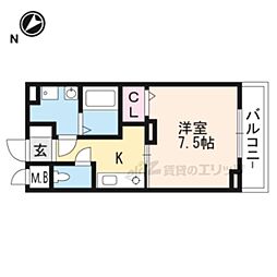 アヴニール 3階1Kの間取り