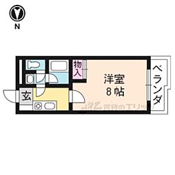 カーサ・ヴェルディ 4階1Kの間取り