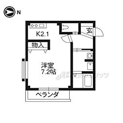 メゾン・フィオーレ 2階1Kの間取り