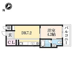 VILLA VISTA DAIGO南棟 4階1DKの間取り