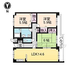 フレックス戸ノ内 2階3LDKの間取り