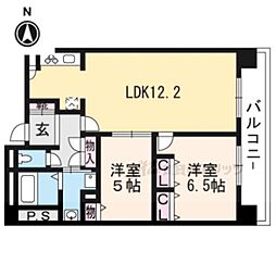 LUXE中書島 4階2LDKの間取り