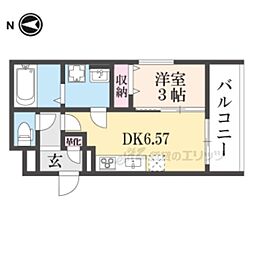 京都地下鉄東西線 醍醐駅 徒歩8分の賃貸アパート 3階1DKの間取り