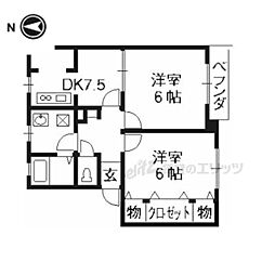 サクラ21 1階2DKの間取り