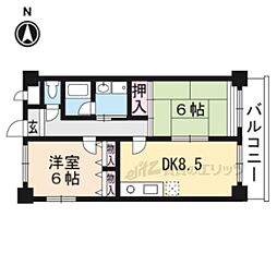エクセル清涼 1階2LDKの間取り